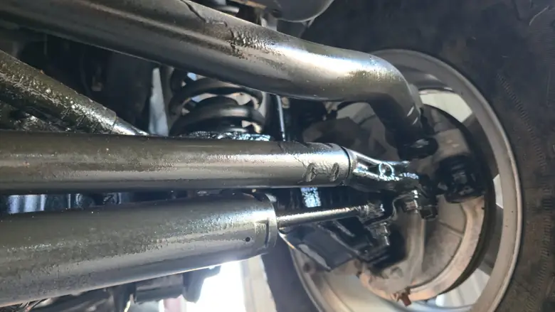 Control arms and track bar, cleaned back and oiled